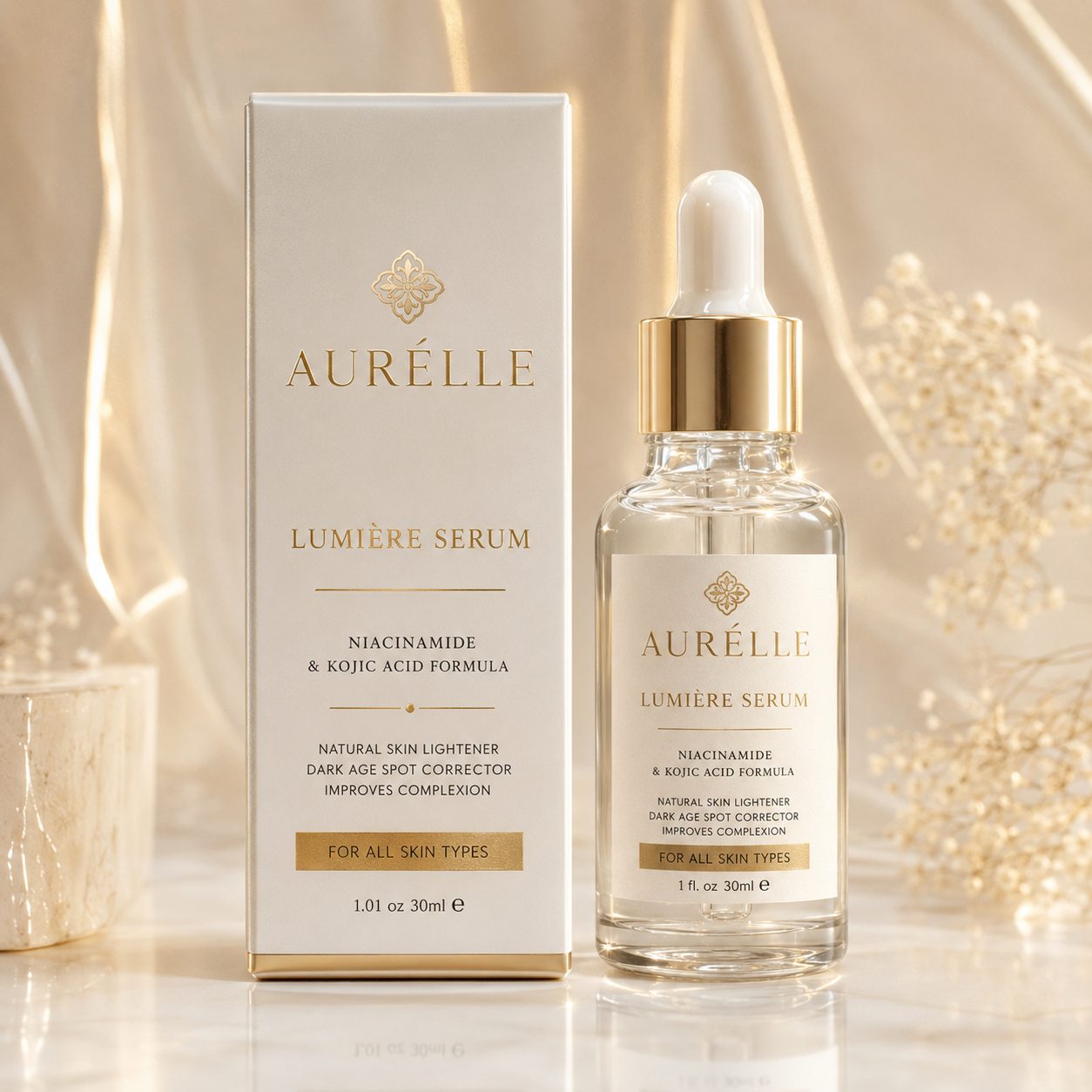 Aurélle Lumière Serum bottle and box
